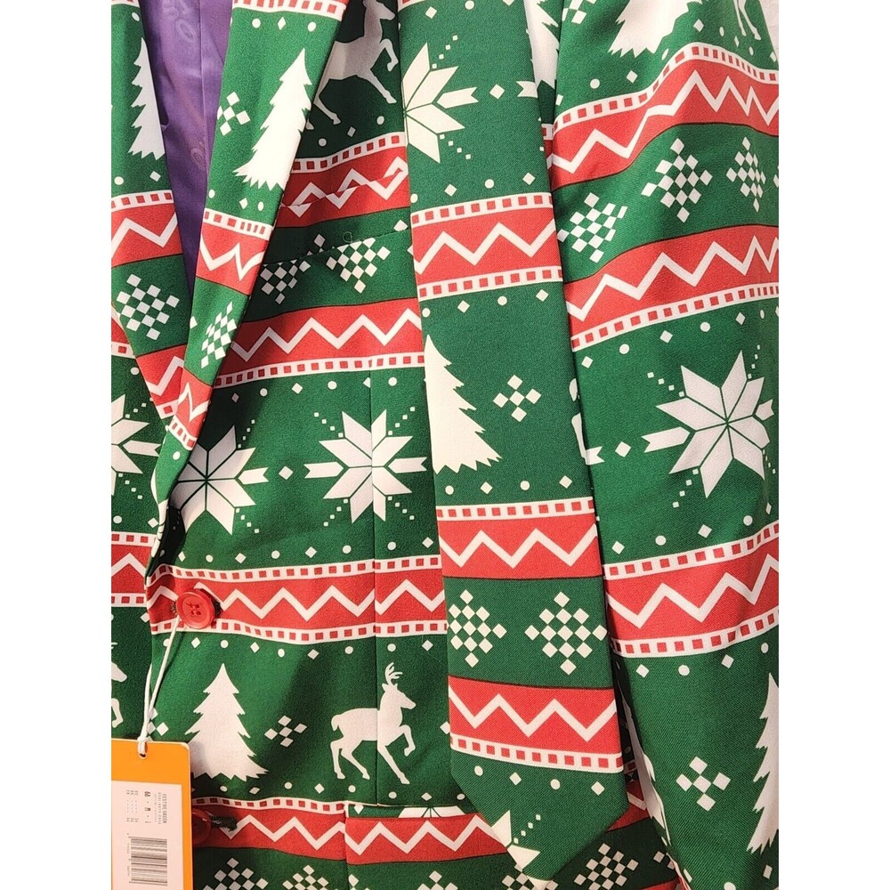 Opposuit Mens suit Size 36 Christmas Green Tree Holiday With Tie - Picture 6 of 16